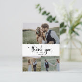 Carte Postale Rustic Script 3 Photo Collage Wedding Thank You (Debout devant)
