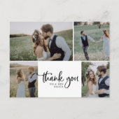 Carte Postale Rustic Script 4 Photo Collage Mariage Merci (Devant)