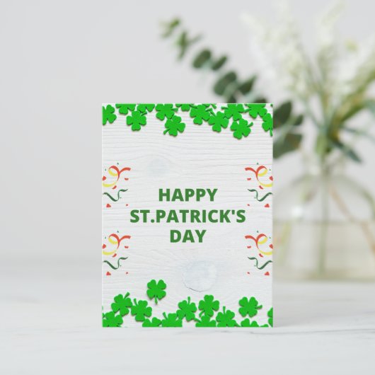 Carte Postale Rustic St. Patrick’s Day Shamrock Celebration (Debout devant)