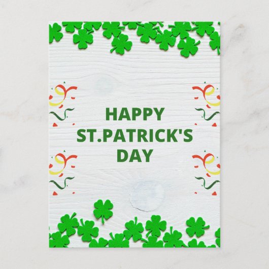 Carte Postale Rustic St. Patrick’s Day Shamrock Celebration (Devant)