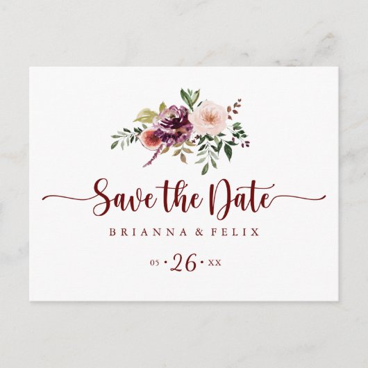 Carte Postale Rustic Summer Floral Horizontal Enregistrer la dat (Devant)