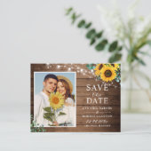Carte Postale Rustic Sunflower String Lights Photo Enregistrer l (Debout devant)