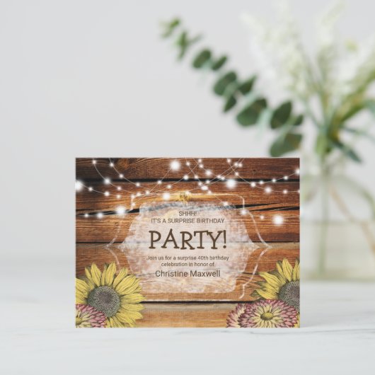 Carte postale Rustic Surprise Sunflower 40e annive (Debout devant)