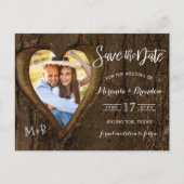 Carte Postale Rustic Tree Heart Photo Enregistrer la date (Devant)