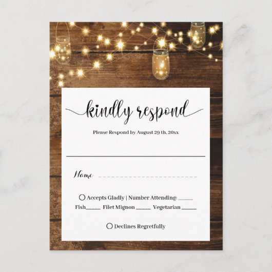 Carte Postale  Rustic Wedding RSVP  (Devant)