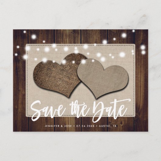 Carte Postale Rustic Wedding Save The Date Postcard (Devant)