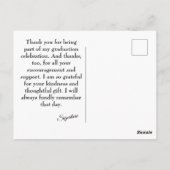 Carte Postale Rustic Western Graduation Thank You postcard (Dos)