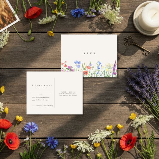 Carte Postale Rustic Wildflower Meadow Wedding RSVP