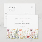 Carte Postale Rustic Wildflower Wedding RSVP (Devant / Derrière)