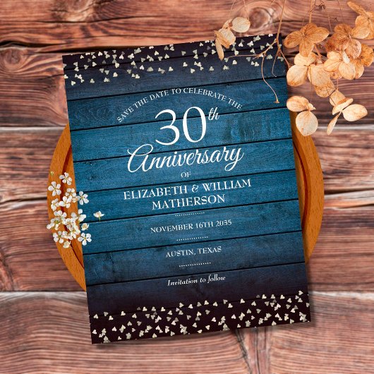 Carte Postale Rustic Wood 30ème Anniversaire de Mariage Perle Sa