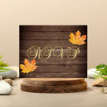 Carte Postale Rustic Wood Barn Gold Orange Leaf Wedding RSVP<br><div class="desc">Elegant and classy RSVP postcards for that country fall rustic barn theme wedding . Gold and orange metallic maple leaf for that extra touch of class! Letter color and font can be changed. From the 'FALL IN LOVE - COUNTRY' wedding collection.</div>