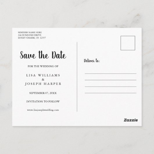 Carte Postale Rustic Wood Country Script Enregistrer la date (Dos)