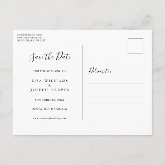 Carte Postale Rustic Wood Country Script Enregistrer la date (Dos)