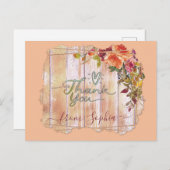 Carte Postale Rustic Wood Floral Ajouter Nom Merci (Devant / Derrière)