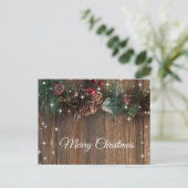 Carte Postale Rustic Wood Garland Cinnamon Salutation de Noël (Debout devant)