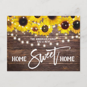 Carte Postale Rustic Wood Home Sweet Home Moving Faire-part