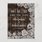 Carte Postale Rustic Wood Lace Floral Wedding Save the Date (Devant)
