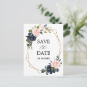 Carte Postale Rustic Wood Navy Blush Géométrique Enregistrer la (Debout devant)