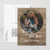 Carte Postale Rustic Woodgrain Motif Salutation saisonnière de v (Devant / Derrière)