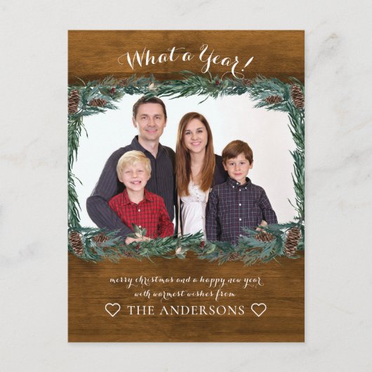 Carte Postale Rustikal Quelle année ! Weihnachtskranz Foto (Devant)