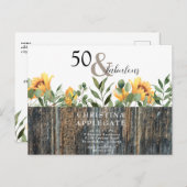Carte Postale Rustique 50 & Fabuleux Sunflower Anniversaire (Devant / Derrière)