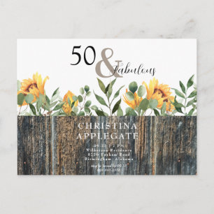 Carte Postale Rustique 50 & Fabulux Anniversaire Tournesol