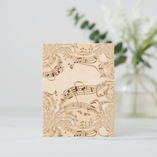 Carte Postale Rustique Antique Musical Notes (Debout devant)