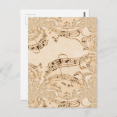 Carte Postale Rustique Antique Musical Notes (Devant / Derrière)