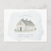 Carte Postale rustique aquarelle grange mariage enregistrer la d (Devant)