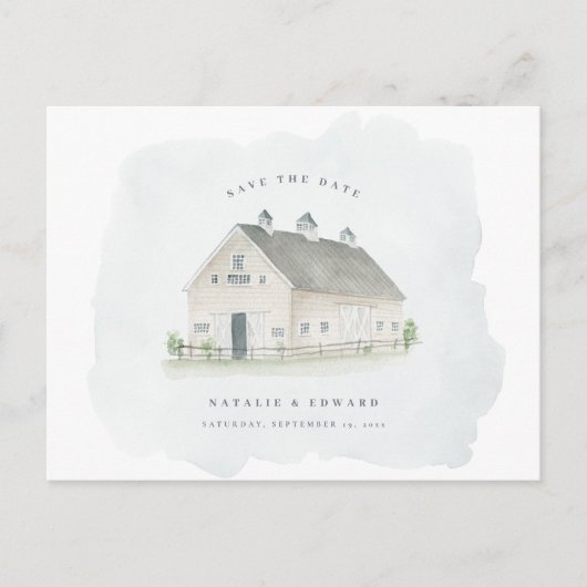 Carte Postale rustique aquarelle grange mariage enregistrer la d (Devant)