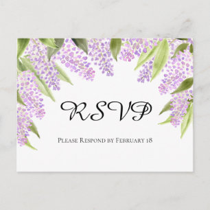 Carte Postale Rustique Aquarelle Lilacs Mariage RSVP