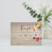 Carte Postale Rustique automne Citrouille Figs Fleurs Mariage (Debout devant)