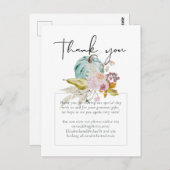 Carte Postale Rustique automne Citrouille Figs Fleurs Mariage (Devant / Derrière)