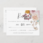 Carte Postale Rustique automne Citrouille Figs Fleurs Mariage (Devant / Derrière)