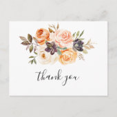 Carte Postale Rustique Automne Élégant Merci Floral (Devant)