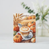 Carte Postale Rustique Automne Harvest Citrouille Spice Latte (Debout devant)