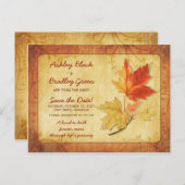 Carte Postale Rustique Automne Maple Feuilles mariage Enregistre (Devant / Derrière)