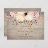 Carte Postale Rustique Blush rose Floral Mariage Sage Dates de s (Devant / Derrière)