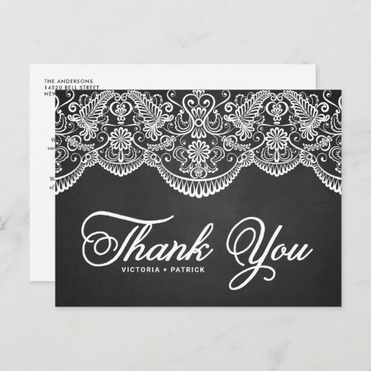 Carte postale Rustique Brocade Lace Mariage Merci (Devant / Derrière)