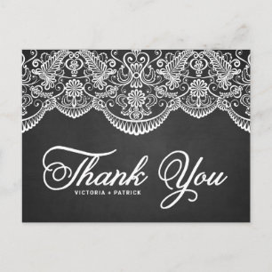 Carte postale Rustique Brocade Lace Mariage Merci