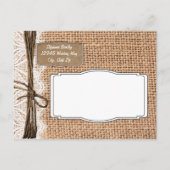 Carte postale Rustique Burlap Bridal Show Invitati (Dos)