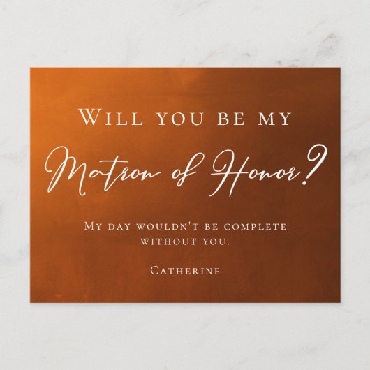 Carte Postale Rustique Burnt Orange Serez-vous mon maître d'honn (Devant)