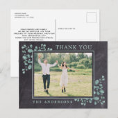 Carte Postale Rustique Chalkboard Green Foliage Merci photo (Devant / Derrière)