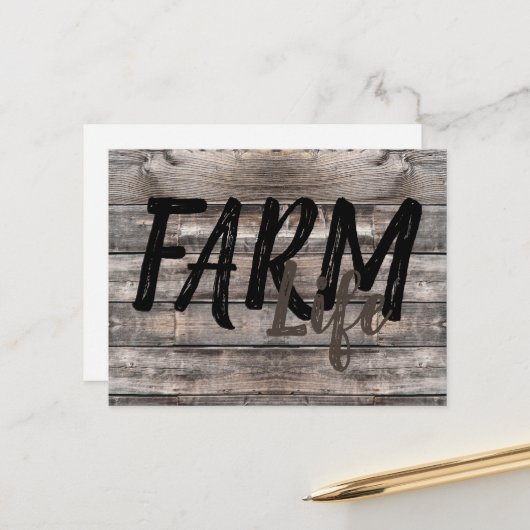 Carte Postale rustique chic FARM LIFE | (Devant/Arrière en situation)
