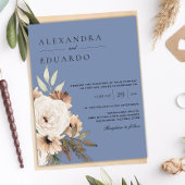 Carte Postale Rustique Dusty Blue et Boho Fleur sauvage Mariage