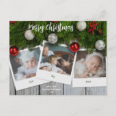 Carte Postale Rustique Elegant Pine Wood Photo Joyeux Noël (Devant)