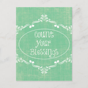 Carte Postale Rustique en détresse avec Count your Blessings Cit