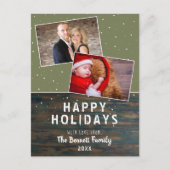 Carte Postale Rustique Fête de neige en bois foncé 2 Photo (Devant)