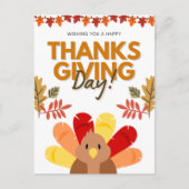 Carte Postale Rustique Feuilles d'automne Bon thanksgiving (Devant)