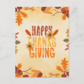 Carte Postale Rustique Feuilles d'automne Bon thanksgiving (Devant)